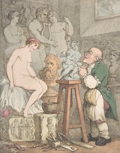 De Beeldhouwer (Voorbereidingen voor de Academie, Oude Joseph Nollekens en zijn Venus), ca. 1800 door Thomas Rowlandson