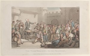 De dominee die preekt voor de gevangenen, uit The Vicar of Wakefield door Thomas Rowlandson