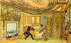 Het bezoek van Dr. Syntax aan de weduwe Hopeful door Thomas Rowlandson