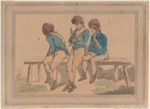 Drie vrijwilligers door Thomas Rowlandson