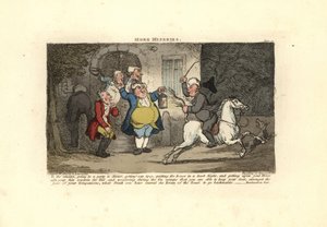 Tipsy man die een paard rijdt met het gezicht naar de staart