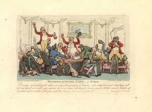 Moe en dronken man op een luidruchtig diner met vossenjagers door Thomas Rowlandson