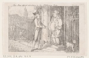 Tom Jones geweigerd door de portier van de edelman, uit De geschiedenis van Tom Jones, een F..., 1792 door Thomas Rowlandson