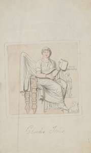 Tombstone, Claudia Italia als de allegorie van de muziek door Thomas Rowlandson
