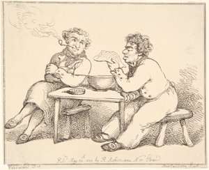Twee mannen aan tafel door Thomas Rowlandson