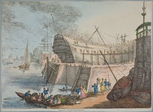 Uitzicht op Brunswick Dock door Thomas Rowlandson