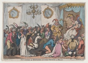 Aanbidders van mode in de tempel van dwaasheid door Thomas Rowlandson