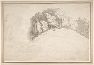 Beboste heuvel met herten door Thomas Rowlandson