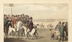 Jonge Engelse heer gokt op de renbaan van Newmarket