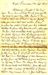 Brief ondertekend T.S. Hawley, Cape Girardeau, Missouri, aan ouders, 8 september 1861 door Thomas S. Hawley