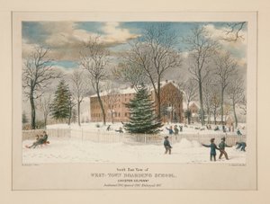 West-Town kostschool (zuidoost uitzicht), Chester Co., Pa. door Thomas S. Sinclair