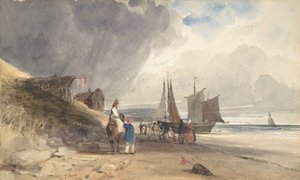 Figuren op een strand, Noord-Frankrijk, 1830 door Thomas Shotter Boys
