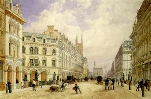 Holborn Viaduct Kijkend naar het Oosten, City of London door Thomas Shotter Boys