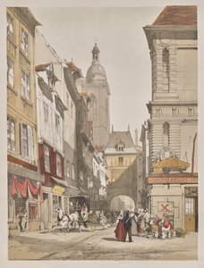 Pittoreske architectuur in Parijs, Gent, Antwerpen, Rouen: Rue de la Crosse Horlogue, Rouen, Frankrijk