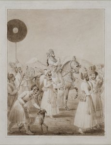 Portret van Maharana Bhim Singh van Udaipur te paard door Thomas Stothard