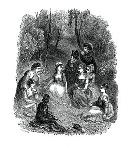 Scène uit de inleiding van De Decamerone door Giovanni Boccaccio, 1833 door Thomas Stothard