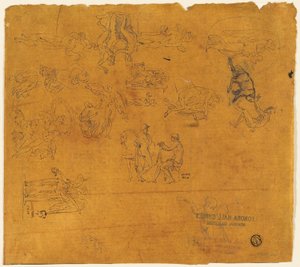 Blad met schetsen van mythologische onderwerpen door Thomas Stothard