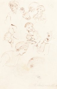 Blad met studies door Thomas Stothard