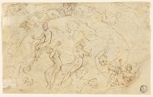 Schetsen voor Zilveren Schotel (recto); Schetsen van Fries, Groepen Vrouwen (verso) door Thomas Stothard