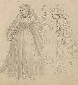 Studie voor illustratie - Een prinses met haar bedienden