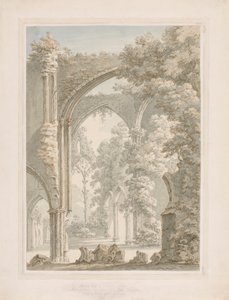Binnenaanzicht van Tintern Abbey, kijkend van het schip naar het oostelijke raam door Thomas Sunderland