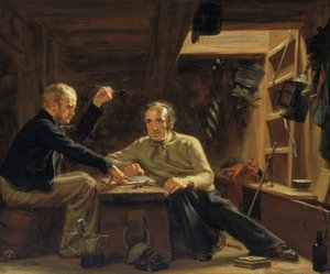 Portretten van twee zeelieden zittend tussen de balken in het ruim van een Berwick