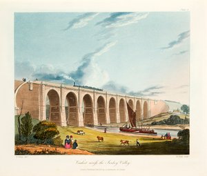 Viaduct over de Sankey Valley, Warrington, Cheshire, februari 1831