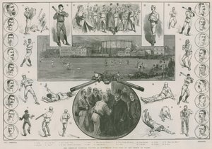 De Amerikaanse honkbalspelers in Kennington Oval - bezoek van de Prins van Wales (gravure) door Thomas Walter Wilson