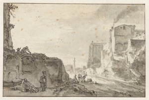 Italiaans stadsgezicht door Thomas Wijck