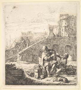Lazarillo steelt druiven van de arme blinde bedelaar door Thomas Wijck