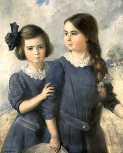 Portret van Gwynneth en Norah Langton Thompson door Thomas William Roberts
