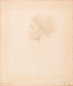Hoofd van een meisje door Thomas Wilmer Dewing