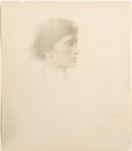 Hoofd van een vrouw door Thomas Wilmer Dewing