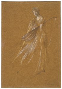Dame mit Laute door Thomas Wilmer Dewing