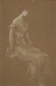 Portret van een Dame in Roze #3 door Thomas Wilmer Dewing