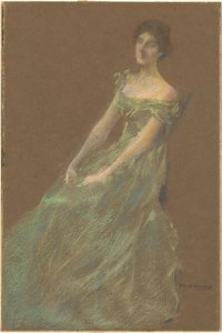 De groene jurk door Thomas Wilmer Dewing