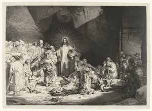 Predikende Christus (De Honderdguldenprent) door Thomas Worlidge