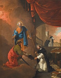Het visioen van Sint Dominicus, met Sint Dominicus die twee missionaire broeders zegent door Thomas Wyck