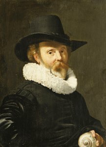 Een Concholoog die een Nautilusschelp Vasthoudt door Thomas de Keyser