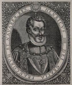Portret van HENRI IV van Frankrijk en Navarra (1553-1610) gravure van Tomas de Leu (16e eeuw) door Thomas de Leu