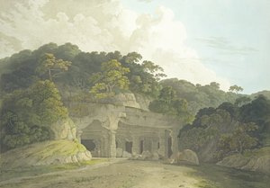 De ingang van de Elephanta-grot, plaat 58 uit 