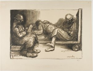 In de dug-out door Théophile Alexandre Pierre Steinlen