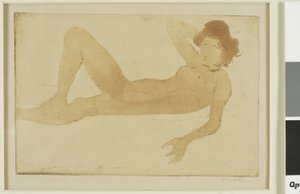 Liggende naakte vrouw door Théophile Alexandre Pierre Steinlen
