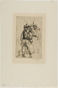 Drie wandelende soldaten