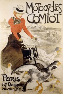 Een reclameposter voor "Motorfietsen Comiot", 1899