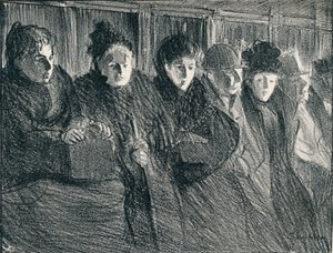 Binnenin een tram, 1896, 1898 door Théophile Alexandre Steinlen