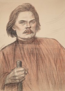 Portret van de auteur Maxim Gorky 1868-1939, 1905
