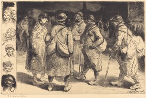 Soldaten met verlof - Nachtelijke scène Permissionnaires - Effet de Nuit, 1916