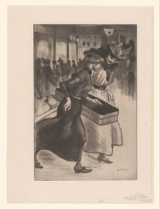 Twee wandelende vrouwen op straat door Théophile Alexandre Steinlen