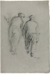 Twee mannen aan het werk, achteraanzicht door Théophile Alexandre Steinlen